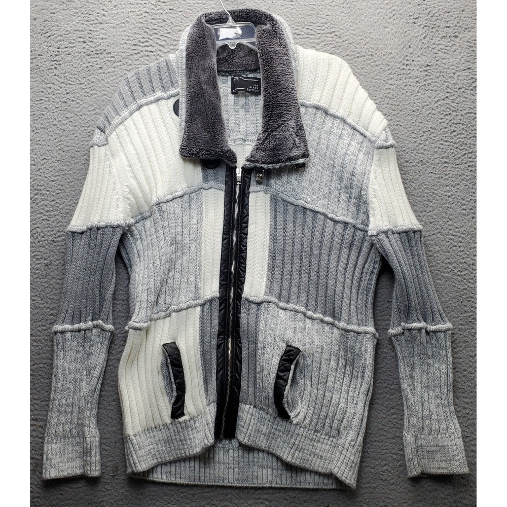 LCR Cardigan Sweater Womens 6XL Multi Chunky Knit Fleece Collared Full Zip EUC